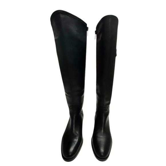 Arturo Chiang Darren Black Leather Knee High Zip Up Boots Size 8 - Picture 3 of 15